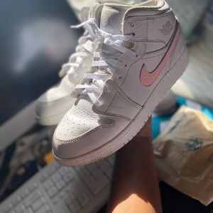 Pink and White Jordan 1 customized shoes